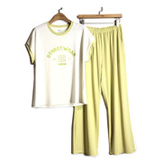 caser凯撒女士夏季天丝空调，棉短袖长裤睡衣家居服套装bm02-f833