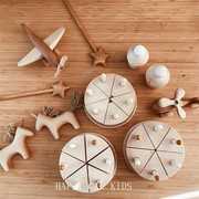 ins北欧儿童创意3d立体实木家居摆件宝宝，过家家木质蛋糕模型玩具
