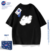 NASA联名黑色短袖t恤男女款2023潮流青少年夏季情侣体恤上衣