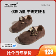 ABC ANGF中国女童公主鞋2024春季皮鞋儿童磨砂真皮勃肯鞋单鞋