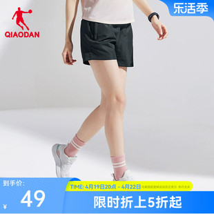 中国乔丹短裤女2024夏季运动宽松休闲透气梭织裤健身裤子女士
