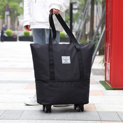 超大容量旅行包带轮子手提袋轻便旅游收纳袋滑轮行李包可扩展容量