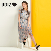 UGIZ夏季女装英伦风不规则休闲无袖连衣裙子女UBOC851-4