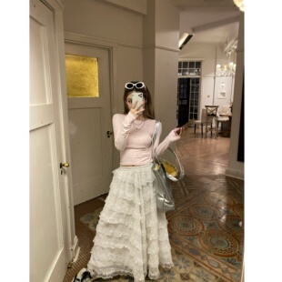 Xinlei Lin 白色云朵蛋糕裙设计感公主裙半身裙长裙女春夏裙子