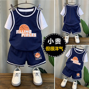 男童夏装套装2024潮酷儿童，篮球服女宝宝夏季洋气，短袖运动衣服