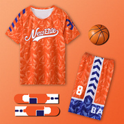 夏季橙色篮球服运动套装T恤衣男女短袖定制比赛班赛训练球服男款