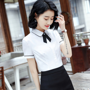 短袖白衬衫女夏装修身韩版工作服，ol职业衬衣大码商务正装上衣
