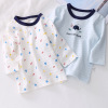 2件装外贸男女儿童长袖t恤夏季超薄款竹节纯棉，婴儿宝宝空调衫睡衣