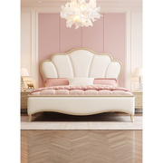 美式轻奢现代实木床1.5米双人公主床主卧床家具花瓣床1.8米女孩