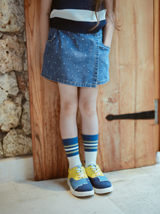 史豌豆(史豌豆)女童牛仔短裤，2024夏季儿童，复古波点弹力裤宝宝休闲裙裤