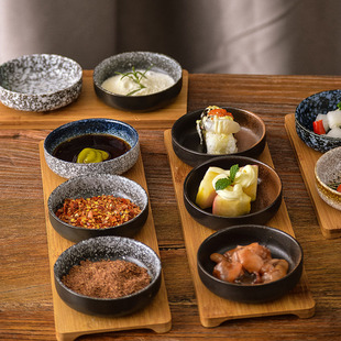 日式陶瓷调味碟复古圆形，小碟子醋碟酱油，碟创意小吃碟商用凉菜碟子