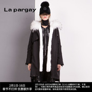 Lapargay纳帕佳女装冬季黑色中长款保暖羽绒服棉服外套