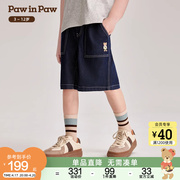 PawinPaw卡通小熊童装2024年夏季男童裤子儿童缝线牛仔短裤