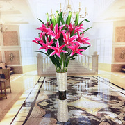 假花仿真花客厅，落地摆件郁金香百合桃花，绢花家居装饰花束塑料