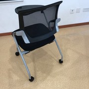折叠培训椅子会议椅职员办公椅，电脑椅透气网布椅带滑轮椅带写字板