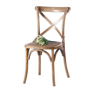 美式实木椅子餐椅简约家用背叉椅藤编，靠背椅复古餐桌椅北欧餐厅椅
