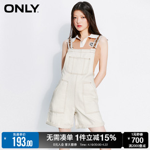 only夏季时尚印花刺绣可调节背带短裤牛仔裤女12327n001