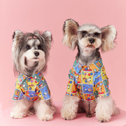春夏季小狗狗衣服马尔济(马尔济，)斯雪纳瑞比熊，泰迪博美约克夏柴犬卡通衬衫