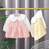 女童套装春秋季儿童宝宝长袖t恤+条纹开衫背心裙子两件套婴儿秋装