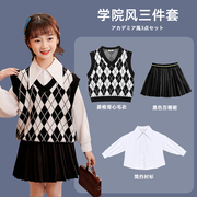 校服小学生jk套装女童春装，针织毛线背心马甲幼儿，园园服春秋款班服