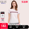 ELLE Active白色格纹短袖t恤女夏季2024别致修身舒适正肩上衣