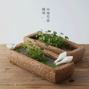 石槽长方形鱼缸摆件中国风户外庭院水槽荷花缸睡莲养鱼池小猪料槽