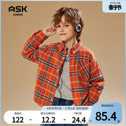 askjunior童装男童衬衫2024春季新儿童(新儿童)时尚，衬衣小童宝宝格子外套
