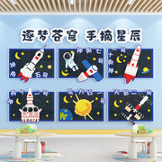 幼儿园爱国文化墙贴画，太空宇航员墙面装饰教室，布置环创主题墙成品