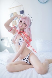 超级索尼子 奶牛泳装水着 nico酱 cosplay 动漫服装假发 定制