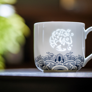 景德镇茶杯茶水分离陶瓷茶具办公过滤马克杯青花玲珑会议室泡茶杯