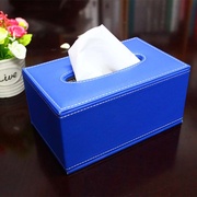 。福润仕宝蓝色皮质纸巾盒抽纸创意欧式餐巾纸皮革纸抽家居