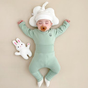 婴儿纯棉无骨无痕婴幼儿秋衣，套装男女宝宝贴身睡衣护肚二件套衣服