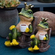 可爱青蛙摆件创意庭院装饰布置可爱仿真动物雕塑户外阳台花园造景