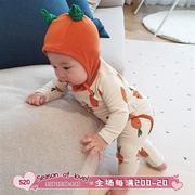 ins春秋韩国婴儿家居服套装萝卜，印花睡衣宝宝内衣裤子配帽子