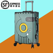 时尚网红PC铝合金框静音万向轮商务拉杆箱20寸学生旅行行李箱24寸