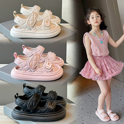 女童凉鞋2024夏季小女孩包头百搭公主鞋韩版中大童洋气沙滩鞋