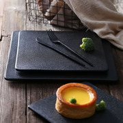 牛排盘子黑色西餐盘陶瓷，餐具创意日式寿司，盘子家用甜品碟蛋糕平盘