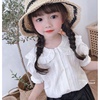 女童白色娃娃领衬衫小女孩韩版洋气，时髦上衣薄宝宝夏儿童(夏儿童)短袖衬衣