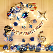 太空主题儿童生日快乐气球装饰派对场景布置背景墙男孩宝宝一周岁