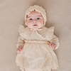 韩国进口0-3-12个月女宝宝有机棉护耳胎帽 婴幼儿童公主宫廷帽子