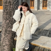 韩版白色棉衣女冬季小个子，棉服外套短款加厚羽绒，面包服棉袄潮