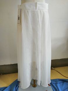 例格leagel半身裙纱白色雪纺，蕾丝夏季女高腰纯色，中长裙百搭m