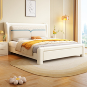 洛西亚现代简约轻奢白色软，靠实木床小户型，奶油风1.8m双人床储物床