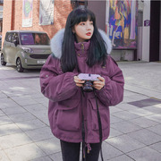 欧美高端大牌派克棉服，女2024冬季韩版大毛领工装棉衣外套