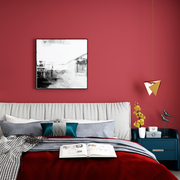 大红色墙纸纯色素色现代简约客厅，卧室酒红色，电视背景复古红色壁纸