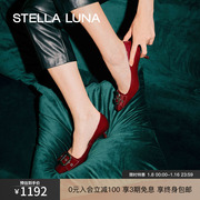 STELLA LUNA女鞋春季高跟鞋复古欧美风浅口皮带扣螺旋跟单鞋