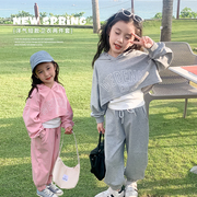 女童春装套装2024儿童春秋韩版时髦洋气女宝宝春季运动两件套