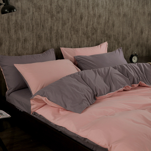 纯色床单被套床上用品四件套，网红1.5m床笠磨毛1.8米全纯棉三件套