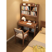 实木书桌书架组合电脑书柜书桌，一体桌家用学生儿童松木卧室学习桌