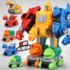 合金工程战队恐龙，5合体儿童机器人，变形回力车模型男孩益智玩具
